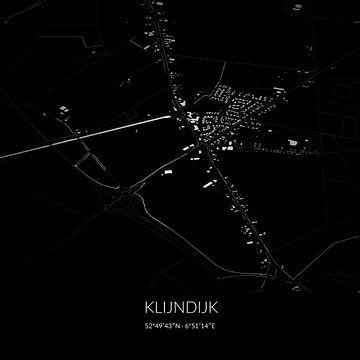 Zwart-witte landkaart van Klijndijk, Drenthe. van Rezona