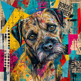 Urban Border Terrier – Graffiti Pop Art Portrait by Betty Maria Digital Art