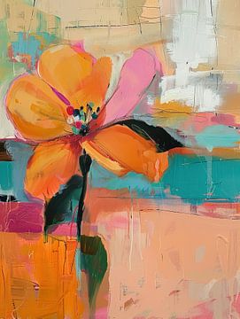 Bloem schilderij van Abstract Schilderij