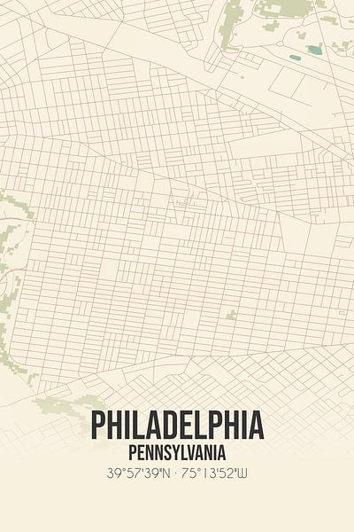 Carte ancienne de Philadelphie (Pennsylvanie), Etats-Unis. par Affiches de lieux