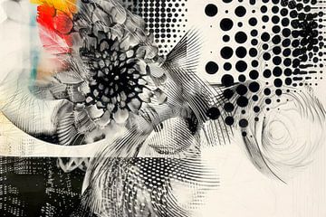 Abstract, zwart-wit met kleur, organische vormen -2 van Joriali Abstract