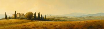Pittoresk Toscaans ochtendlicht van fernlichtsicht