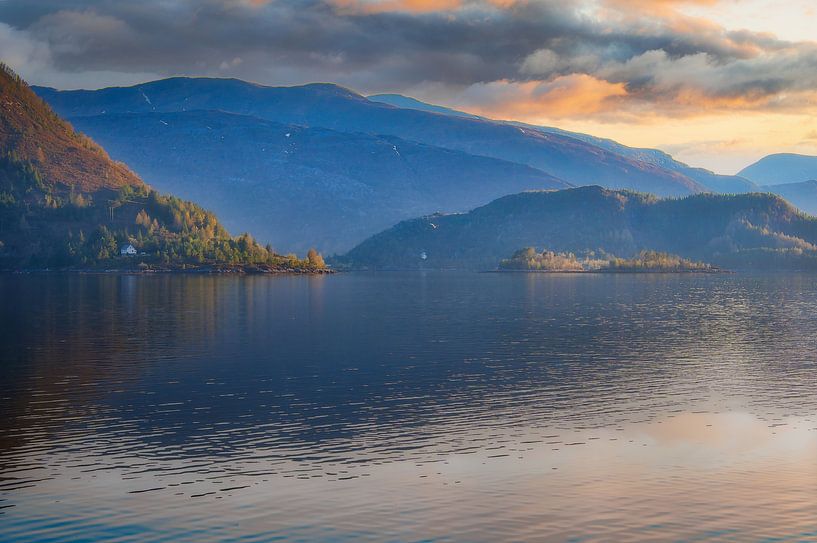 Fjord in Norway at sunset by Martin Köbsch