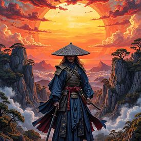 KAZERITHON – The swordsman in the mountains at sunset by INFERAURUM