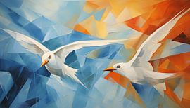 Seagulls abstract panorama by TheXclusive Art
