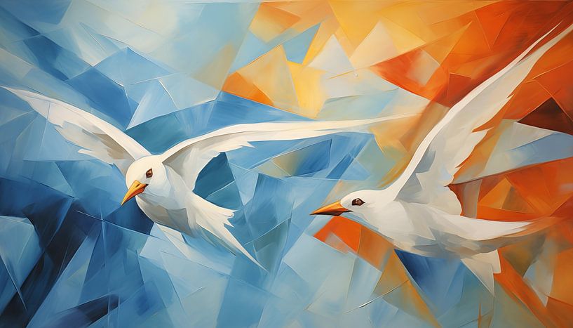 Panorama abstrait des mouettes par TheXclusive Art