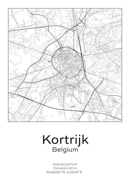 City map - Belgium - Kortrijk by Ramon van Bedaf