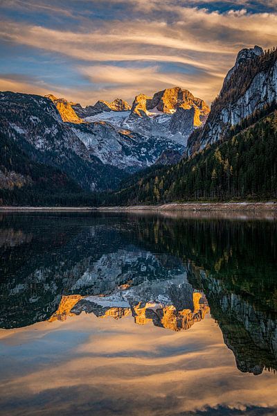 Alpine glow on the Dachstein near Vordere Gosausee by Tom Monochrom