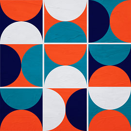 Hedendaagse minimalistische, geometrische abstracte kunst, levendige tinten, kleurrijk van Online Arts