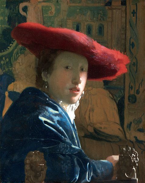 Johannes Vermeer.  Mädchen mit einem roten Hut von 1000 Schilderijen