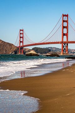 Golden Gate brug op Baker Beach in San Francisco, Californië, VS van Dieter Walther