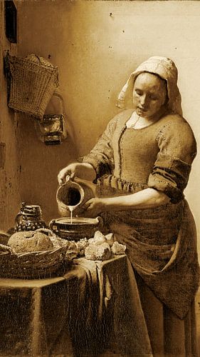 Het Melkmeisje, verticaal uitgesneden