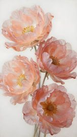 A quartet of blossoms in salmon and pink