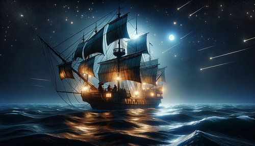 Nachtfahrt unter funkelnden Sternen von artefacti