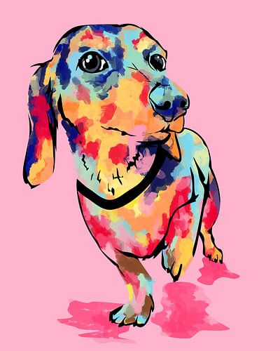 Chiot arc-en-ciel, chien mignon et coloré