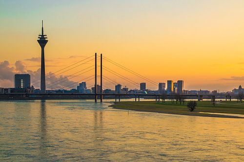Rhine Tower and Rheinknie Bridge Düsseldorf