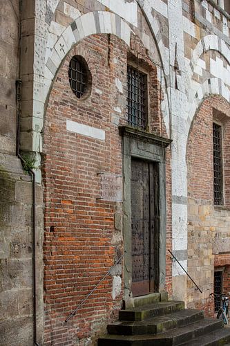 Door next to Saint Martin's Cathedral in Lucca, Italy