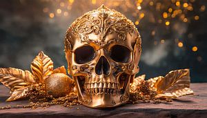 Goldener Totenkopf mit Kunst