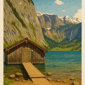 Berchtesgaden – Hangar à bateaux au bord d'un lac tranquille sur Sabine Wagner