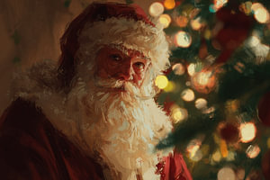 Der Weihnachtsmann im warmen Schein von Licht und Tradition