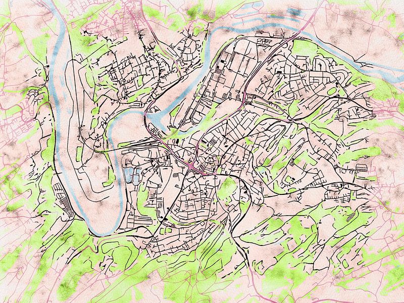 Karte von Hattingen im stil 'Soothing Spring' von Maporia