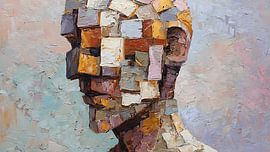 Geometrisches, fragmentiertes, abstraktes Porträt von Aden Pink Studio