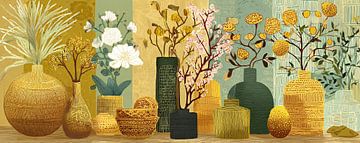 Vases élégants avec fleurs colorées sur Peintures accrocheuses