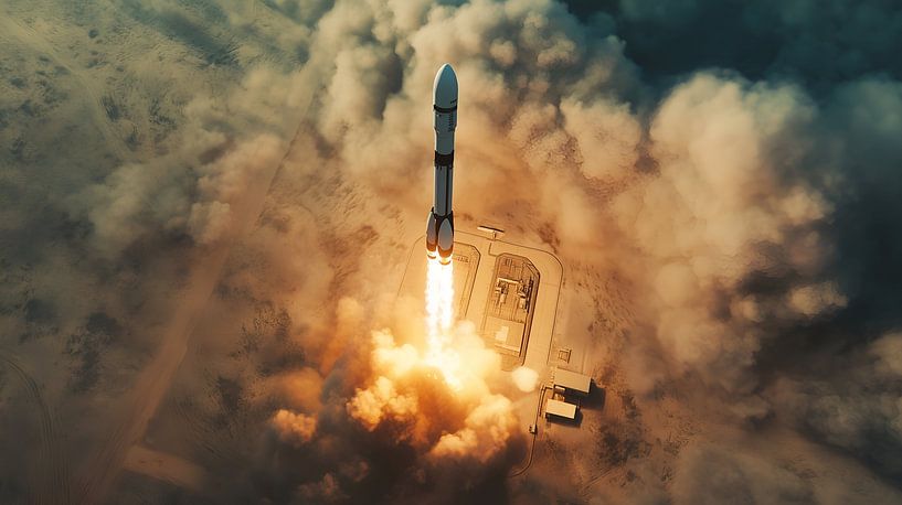 Lancement dynamique d'une fusée dans l'espace par Lisa Bovenlander