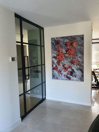 Modern, Abstract Digital Artwork in Grey Orange