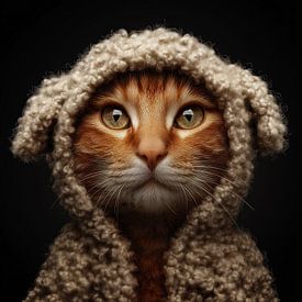 Süße orangefarbene Katze in einem weißen Schafskostüm von TheXclusive Art