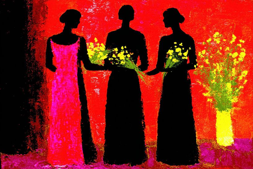 peinture de femmes avec des fleurs par Egon Zitter