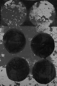 Modern abstract expressionisme. Minimalistische vormen in zwart en wit. van Dina Dankers