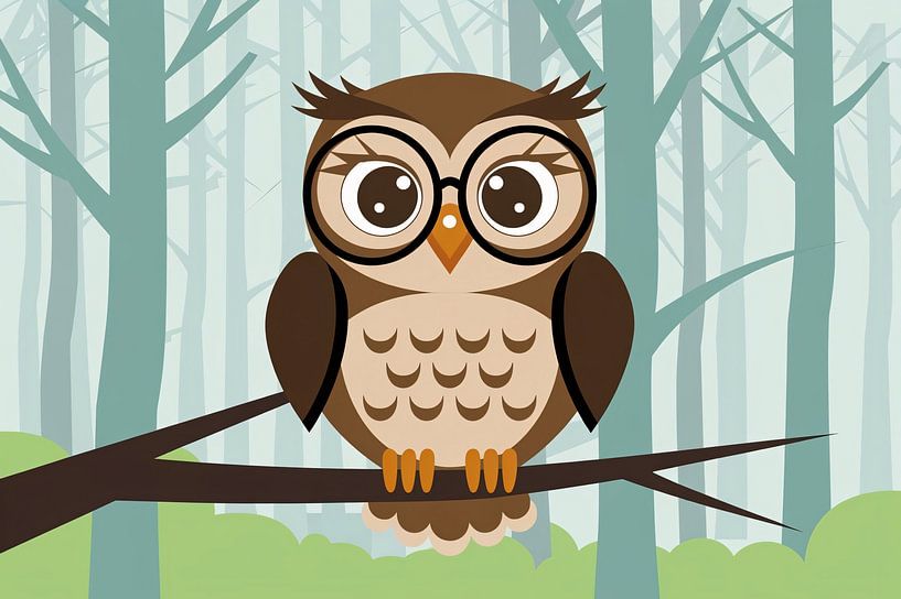 Owl with glasses on branch by Art & Soul Creations