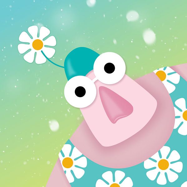 Porträt mit Gänseblümchen von Anjo Vrieling