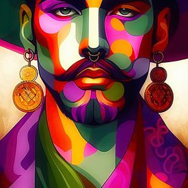 Man with earrings and nose rings by Digital Art Nederland