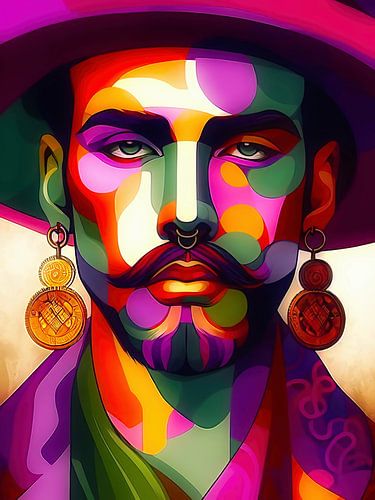 Man met oorbellen en neusringen