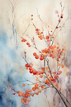 Ruhige Äste | Aquarell Herbstbaum von Wunderbare Kunst