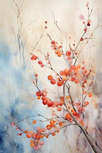 Ruhige Äste | Aquarell Herbstbaum