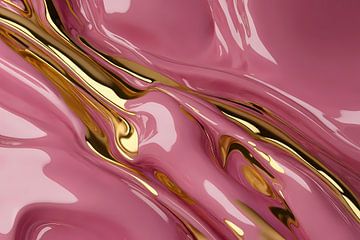 Brillant doré sur abstraction rose sur De Muurdecoratie