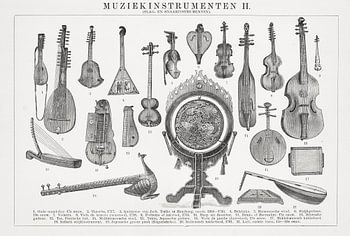 Antique engraving Musical instruments II