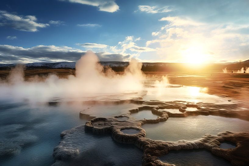 L'éclat du geyser dans la lumière dorée par Vlindertuin-Art