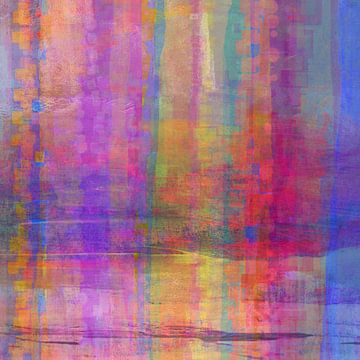 geometrisch landschap regenboog van Claudia Gründler