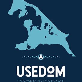 Usedom | Design kaart | Silhouet | Minimalistische kaart van ViaMapia