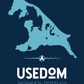 Usedom | Carte minimaliste | Silhouette de l'île | Map design sur ViaMapia