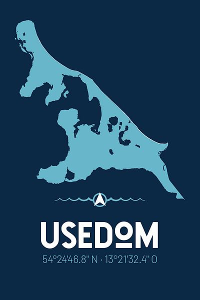 Usedom | Design kaart | Silhouet | Minimalistische kaart van ViaMapia