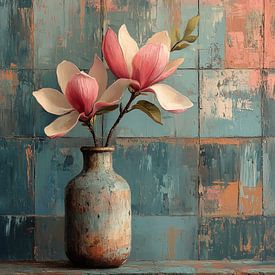 Magnolia Blokwerk Blauw I – Stilleven van Studio Ypie
