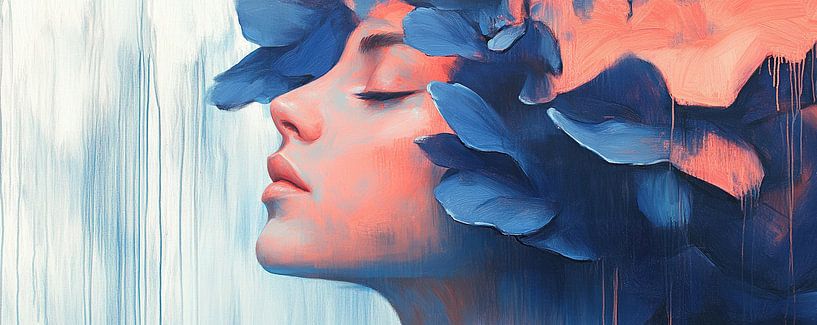 Profil Frau | Dornröschen mit Blumen von Blumen Studio
