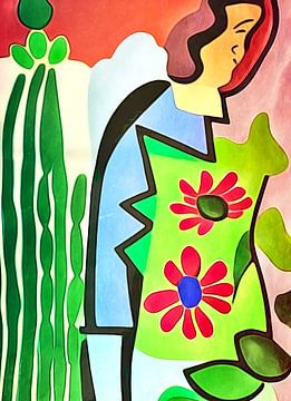 Femme dans un jardin fleuri, motif 2 sur zam art