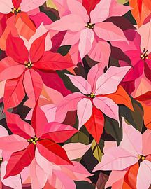 Lebendige Weihnachtsstern-Blumenmalerei von Wunderbare Kunst