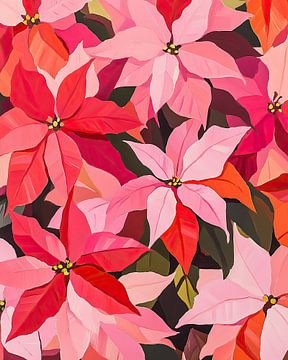 Vibrant Christmas star flower painting by Wonderful Art